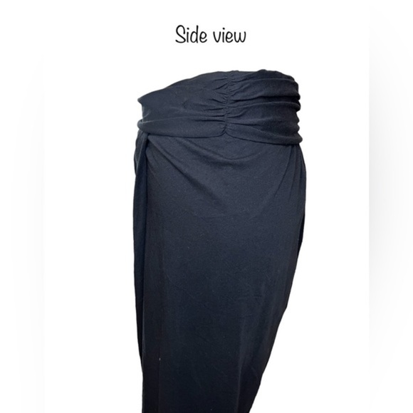 Theory Black Pencil Foldover Skirt with Ruching - Picture 5 of 9